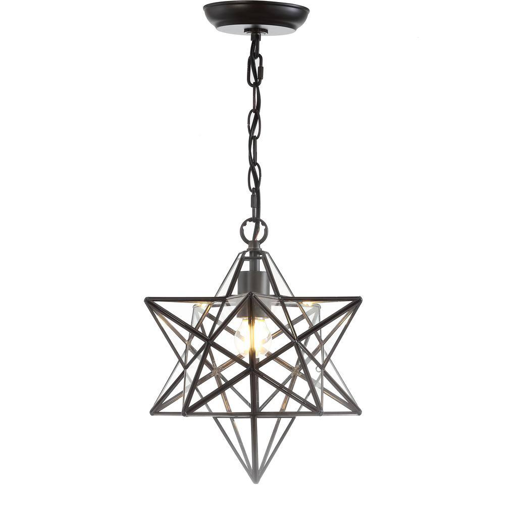 Stella 12" Oil Rubbed Bronze Star-Shaped LED Pendant with Clear Glass