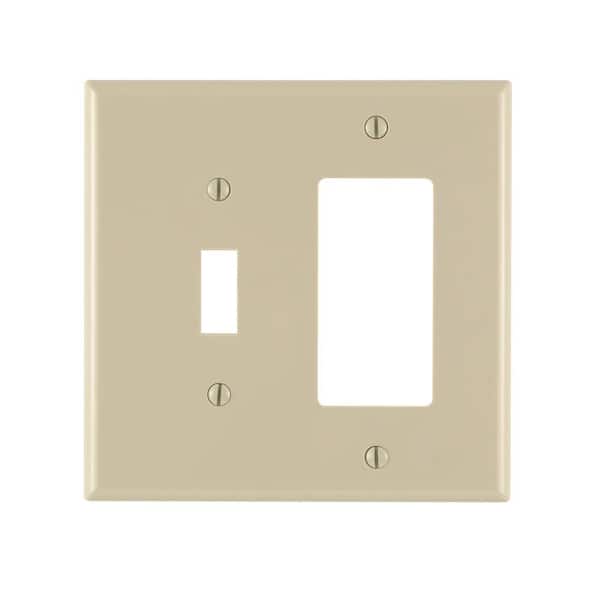 Decora 2-Gang Midway 1-Toggle Combination Nylon Wall Plate, Ivory