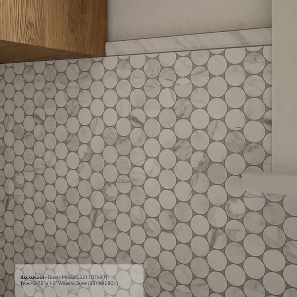 Dover Volakas White 11 in. x 12.75 in. Penny Honed Marble Wall and Floor Mosaic Tile (9.73 sq. ft./Case)