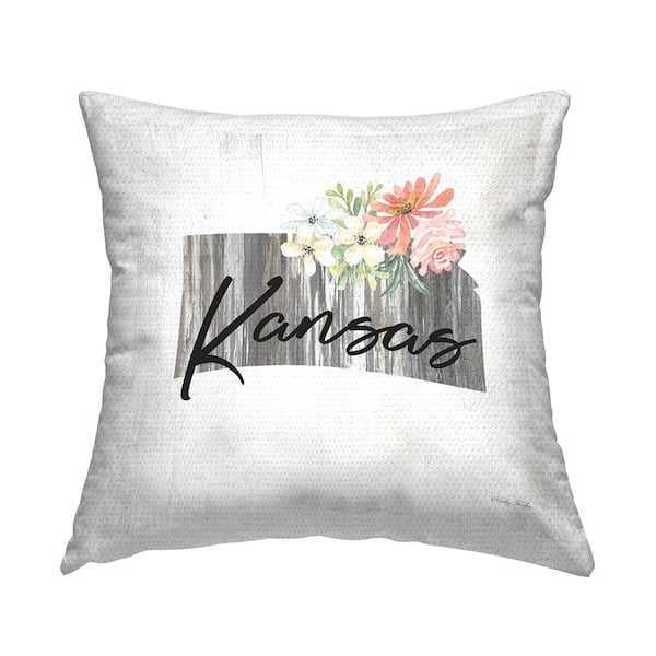 Stupell Industries Floral Kansas State USA Multi-Color Square Outdoor Throw Pillow