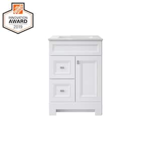 Sedgewood 24.5 in. W x 18.75 in. D x 34.375 in. H Single Sink Bath Vanity in White with Arctic Solid Surface Top