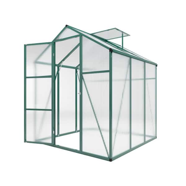 73 in. W x 73 in. D x 86 in. H Green Polycarbonate Aluminium Greenhouse for Outside Garden Backyard