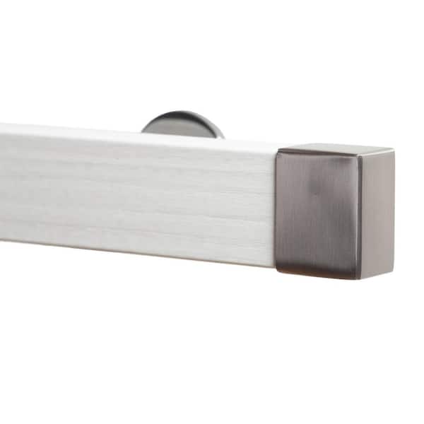 Art Decor Kontur Wood 60 in. Non-Adjustable Single Traverse Window Curtain Rod Set in Winter with Stainless Endcap