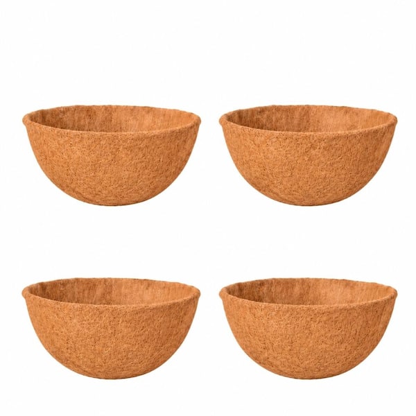 14 Inch Black Metal Rectangular Hanging Planter Basket with Coconut Fiber Liner, 4-Pack for Outdoor Home and Garden