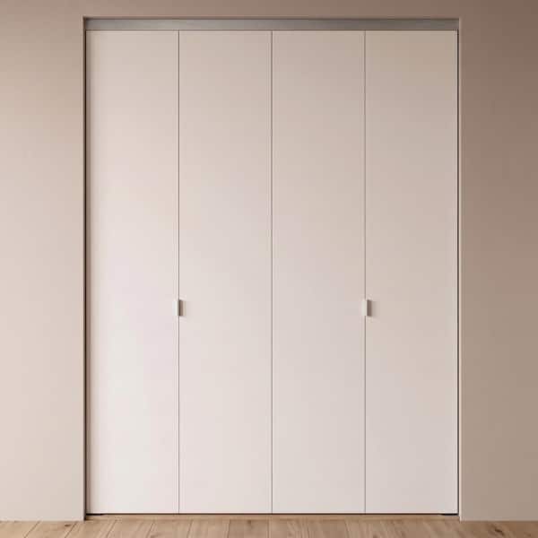 72 in. x 84 in. Smooth Flush Solid Core Primed MDF Interior Closet Bi-Fold Door with Chrome Trim