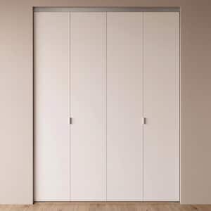 96 in. x 80 in. Smooth Flush Solid Core Primed MDF Interior Closet Bi-Fold Door with Chrome Trim