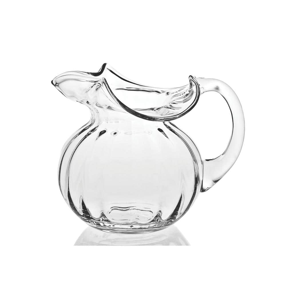 Clear European Mouth-Blown Crystal Glass Pitcher, 42 oz