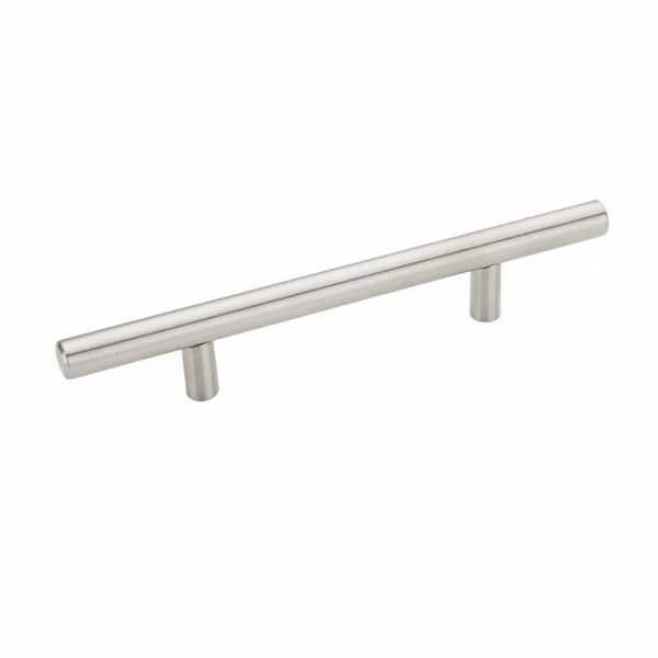 T-Bar Style 3-3/4 in. (96 mm) Center-to-Center Modern Brushed Nickel Cabinet Handle/Pull (10-Pack)