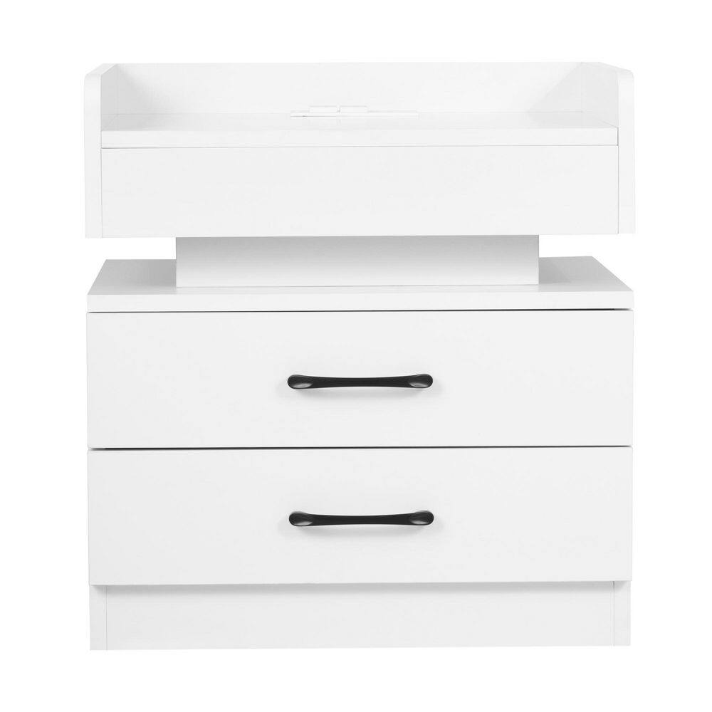 ATHMILE 2Drawers White Nightstand (19.3 in. L x 13.8 in. W x 20.5 in
