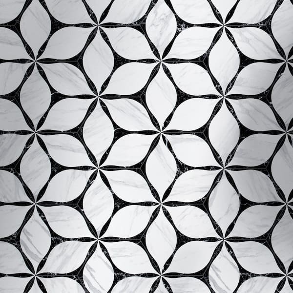 MOLOVO Corola Black Hexagon 8.9 in. x 7.7 in. Matte Porcelain Tile Sample