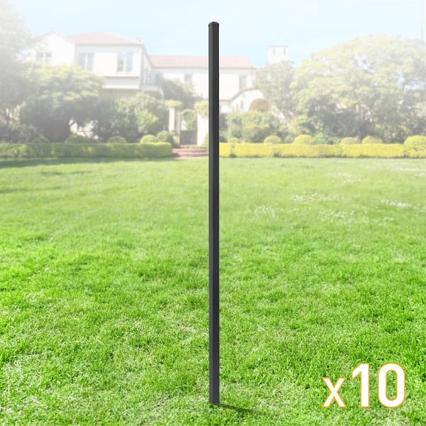 2 in. x 2 in. x 8 ft. Steel Flat Top Blank Metal Fence Post with Post Cap (10 pack)