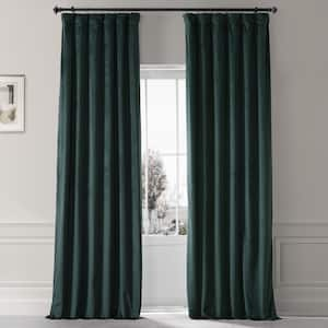 Signature Spirit Green Plush Velvet Hotel Blackout Curtain - 50 in. W x 108 in. L (1 Panel)