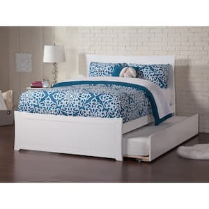 Metro Full Platform Bed with Matching Foot Board with Full Size Urban Trundle Bed in White