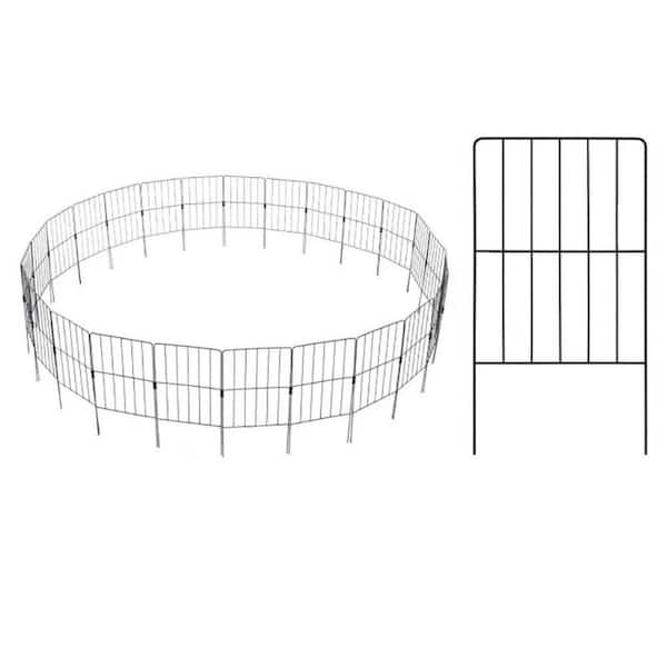 24 in. 25-Pack Rustproof Metal Garden Fence Set-Decorative, Foldable Landscape Fencing