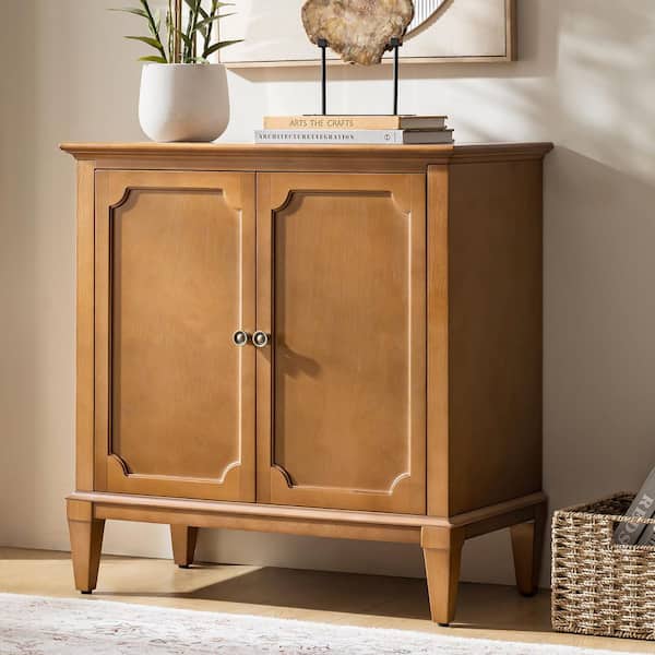 MODWAY Tessa 71 in. Tall Arched Storage Display Cabinet in Walnut