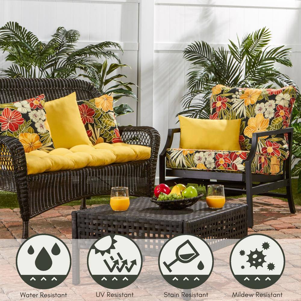 Sunbeam Yellow 44"x17" Plush Tufted Outdoor Bench Cushion