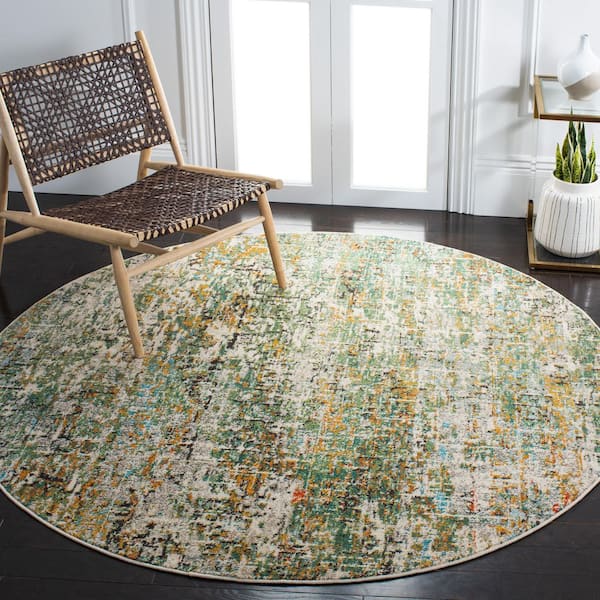 Madison Green/Turquoise 7 ft. x 7 ft. Abstract Gradient Round Area Rug
