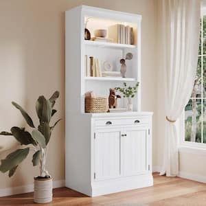 White 83.4 in. H Storage Cabinet with Storage drawer, Bookshelf Suite, Storage Bookcase with Open Shelves