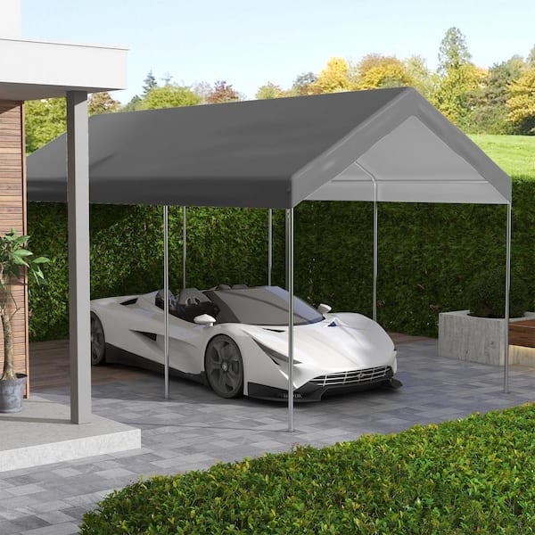 ITOPFOX 10 ft. x 20 ft. Gray Garage Carport Replacement Top