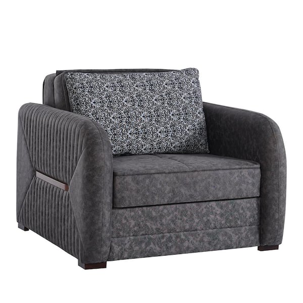 Ottomanson Lightning Collection Grey Convertible Armchair with Storage
