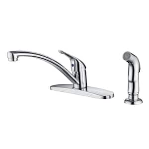 Nita Classic Single-Handle Standard Kitchen Faucet with Side Sprayer in Rust and Spot Resist in Polished Chrome