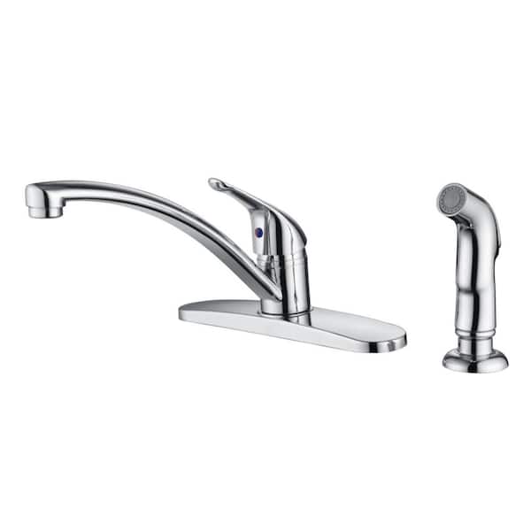 Ultra Faucets Nita Classic Single-Handle Standard Kitchen Faucet with Side Sprayer in Rust and Spot Resist in Polished Chrome