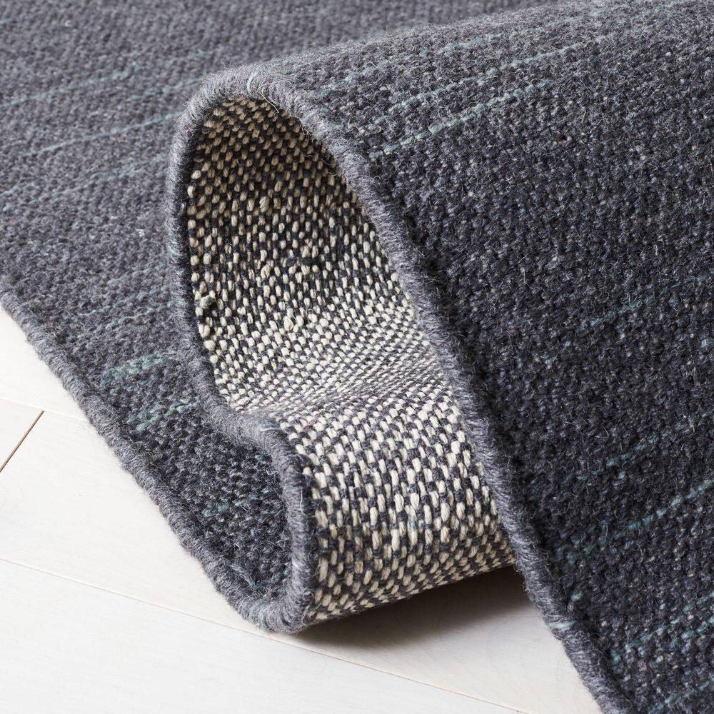 Handmade Dark Grey Wool 8' x 10' Flat Woven Area Rug
