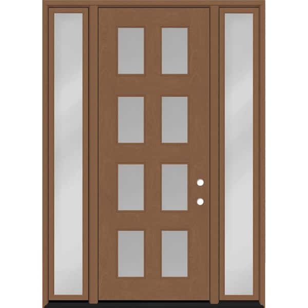 Steves & Sons Regency 60 in. x 96 in. 8L Modern Clear Glass LHIS AutumnWh Stain Fiberglass Prehung Front Door w/Clear10in. SLs 4-9/16