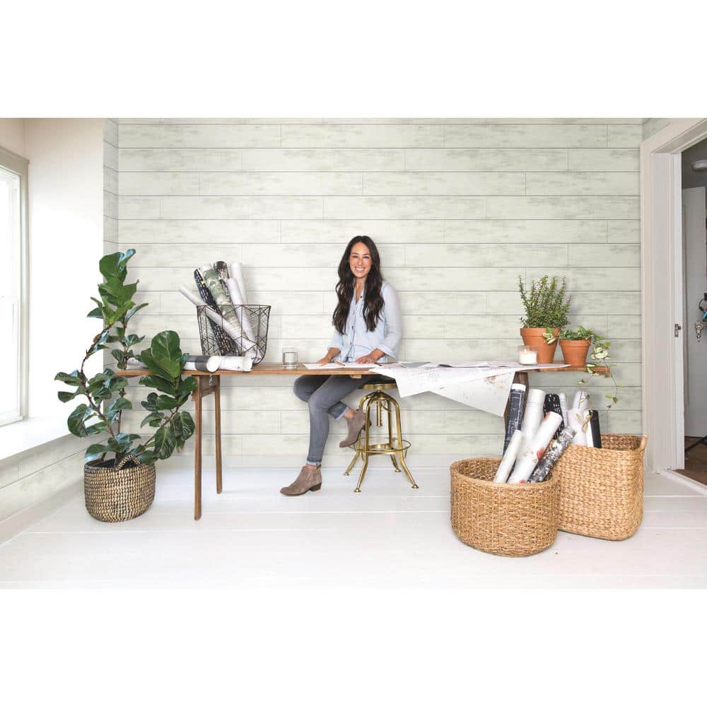 White Embossed Woodgrain Shiplap Wallpaper