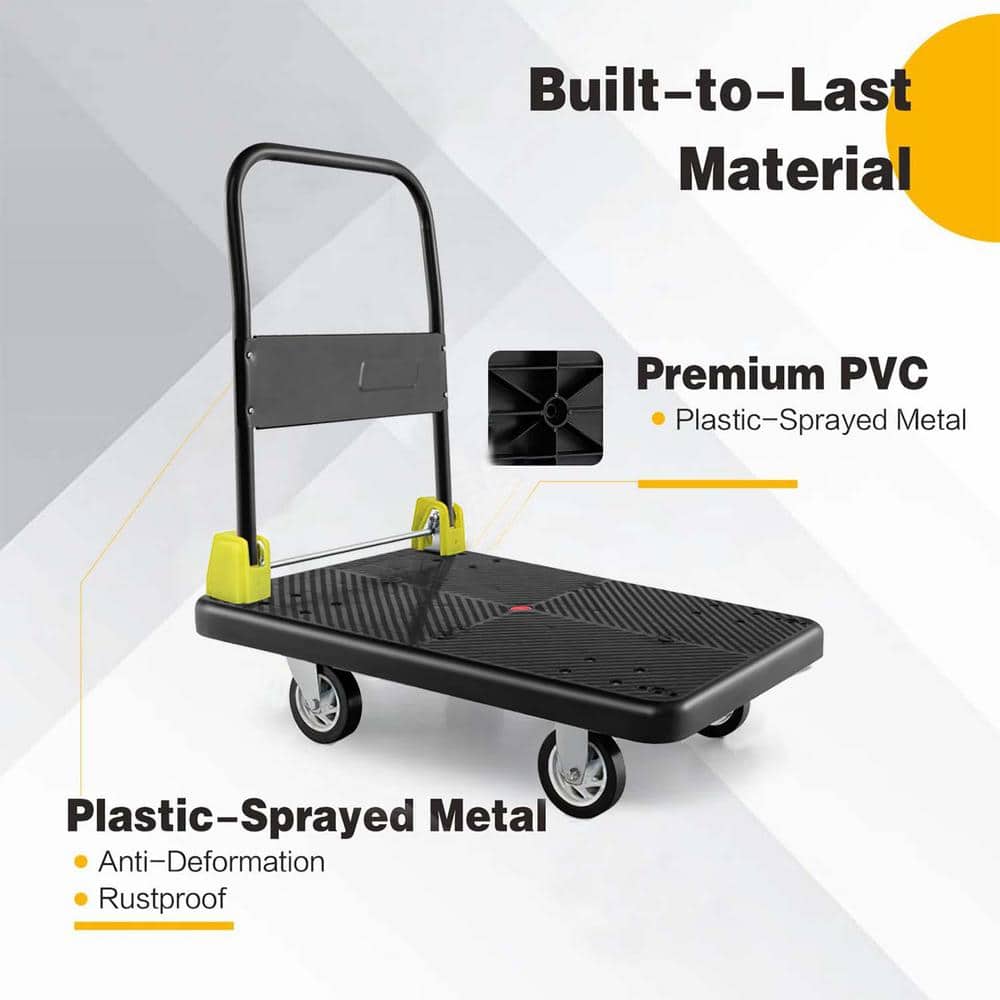 330 lb Capacity Black Folding Steel Platform Hand Truck