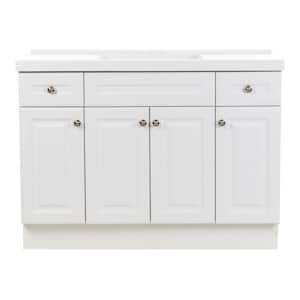 Glensford 49 in. W x 22 in. D x 37 in. H Single Sink Freestanding Bath Vanity in White with White Cultured Marble Top