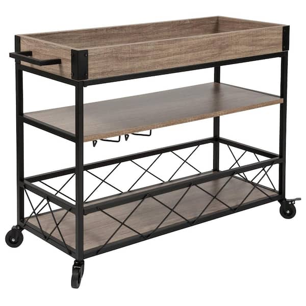 Carnegy Avenue Light Oak Bar Cart With Wheels