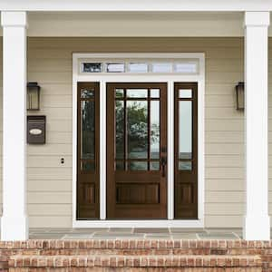 36 in. x 80 in. 3/4 Prairie-Lite Provincial Stain Left Hand Douglas Fir Prehung Front Door Double Sidelite