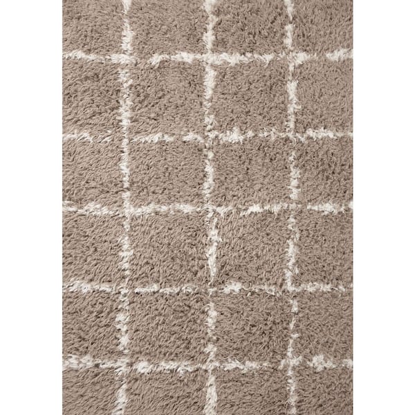 Angela Rose Amira 1 ft. 6 in. x 1 ft. 6 in. Khaki / Ivory Shag Sample Rug