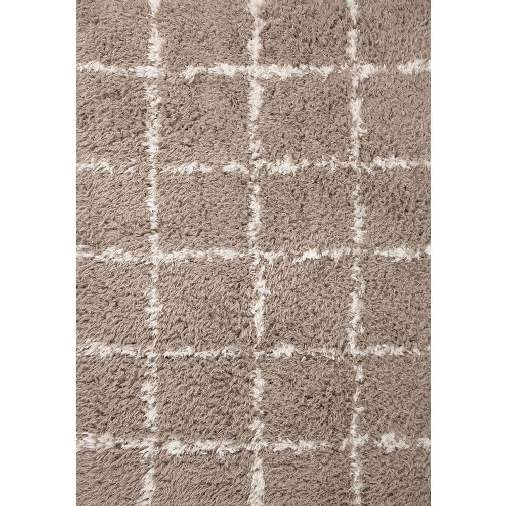 Amira 2 ft. 7 in. x 10 ft. Khaki / Ivory Shag Runner Rug price history on PriceWatchPro