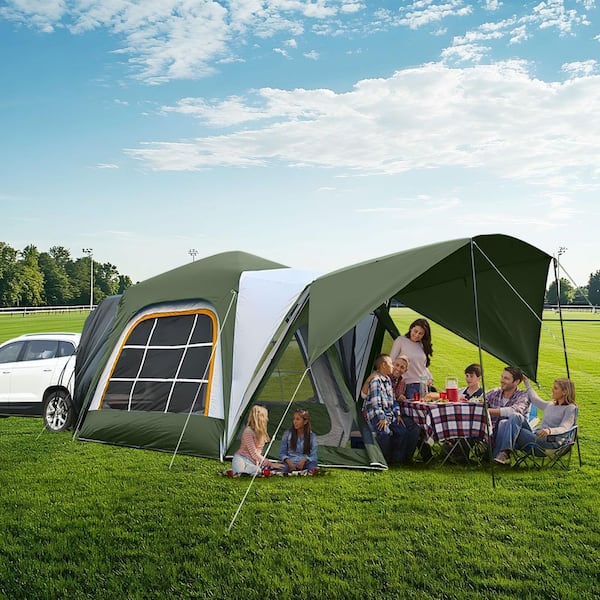 BOZTIY SUV Tent for Camping 6-8 People 10 x 10 ft. Pop Up SUV Tailgate Tent with Screen Room and Awning for Camping