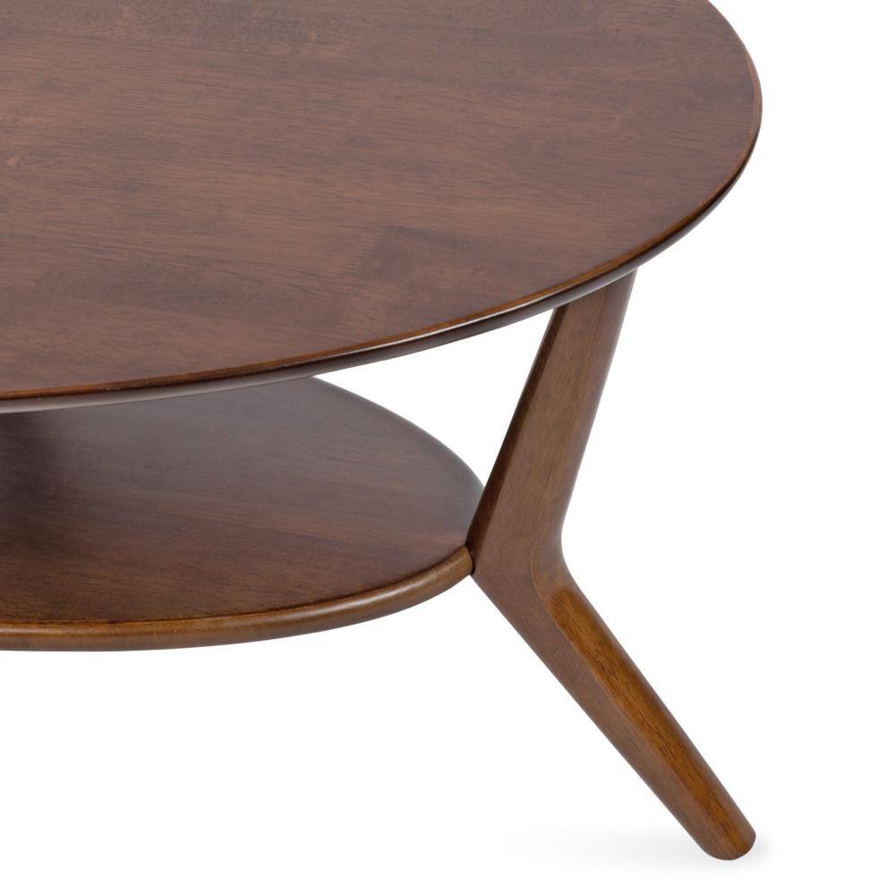Walnut Brown Mid-Century Modern Oval Coffee Table with Storage