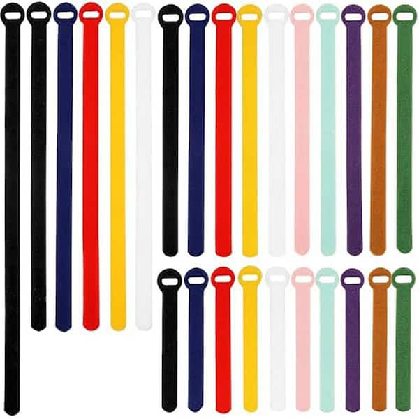 Assorted Colors Reusable Cable Management Ties Adjustable Fastening Microfiber Cloth Hook Loop 150-Pieces