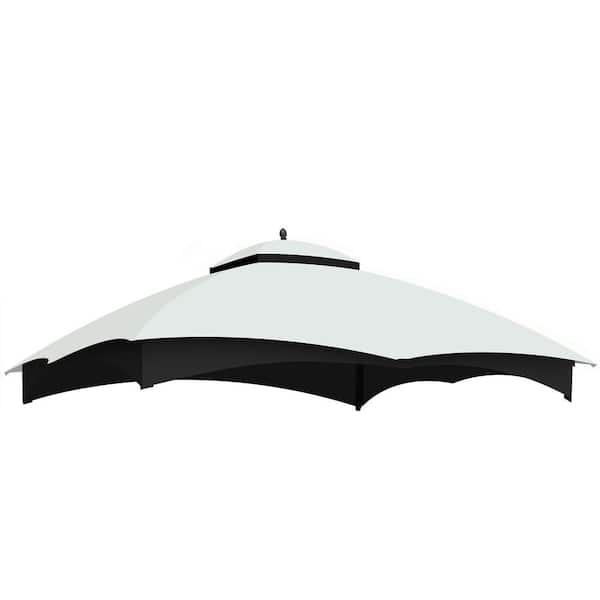 Unbranded Outdoor Replacement Canopy Top Double Tier Gazebo Roof Cover w/ Air Vent 10 x 12 White Gazebo Cover Replacement Top Only