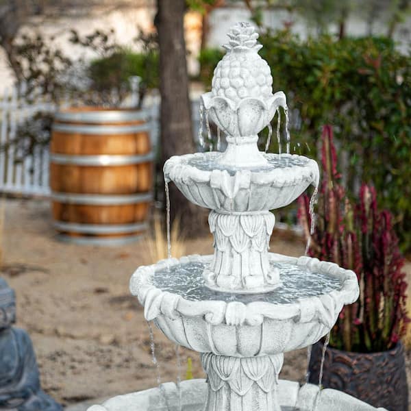 XBRAND 53.3 in H. Electric Resin Tiered Fountain with Submersible