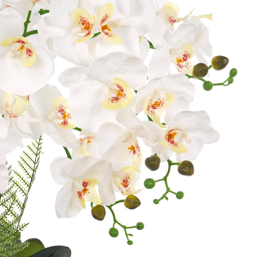 26.77" White Orchid Floral Arrangement in Gold-Plated Ceramic Vase