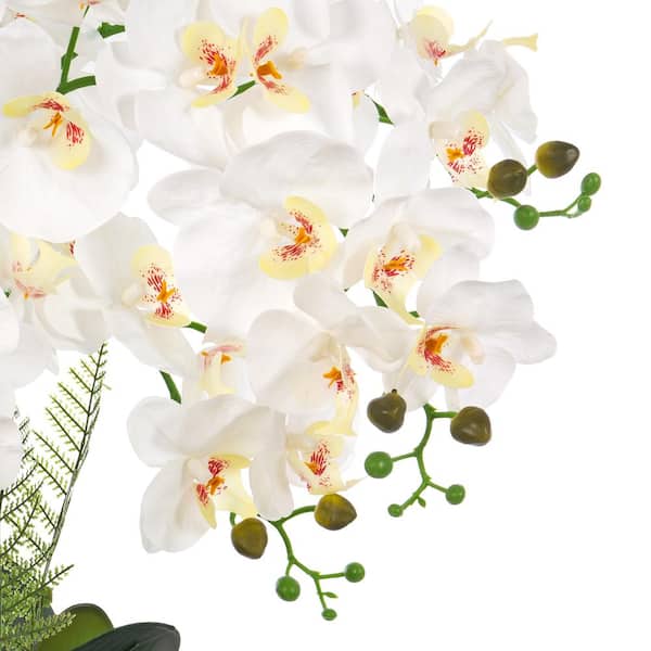 Vanity Art 26.77 in. H Artificial Orchid Floral Arrangement in Gold-plated Ceramics Vase