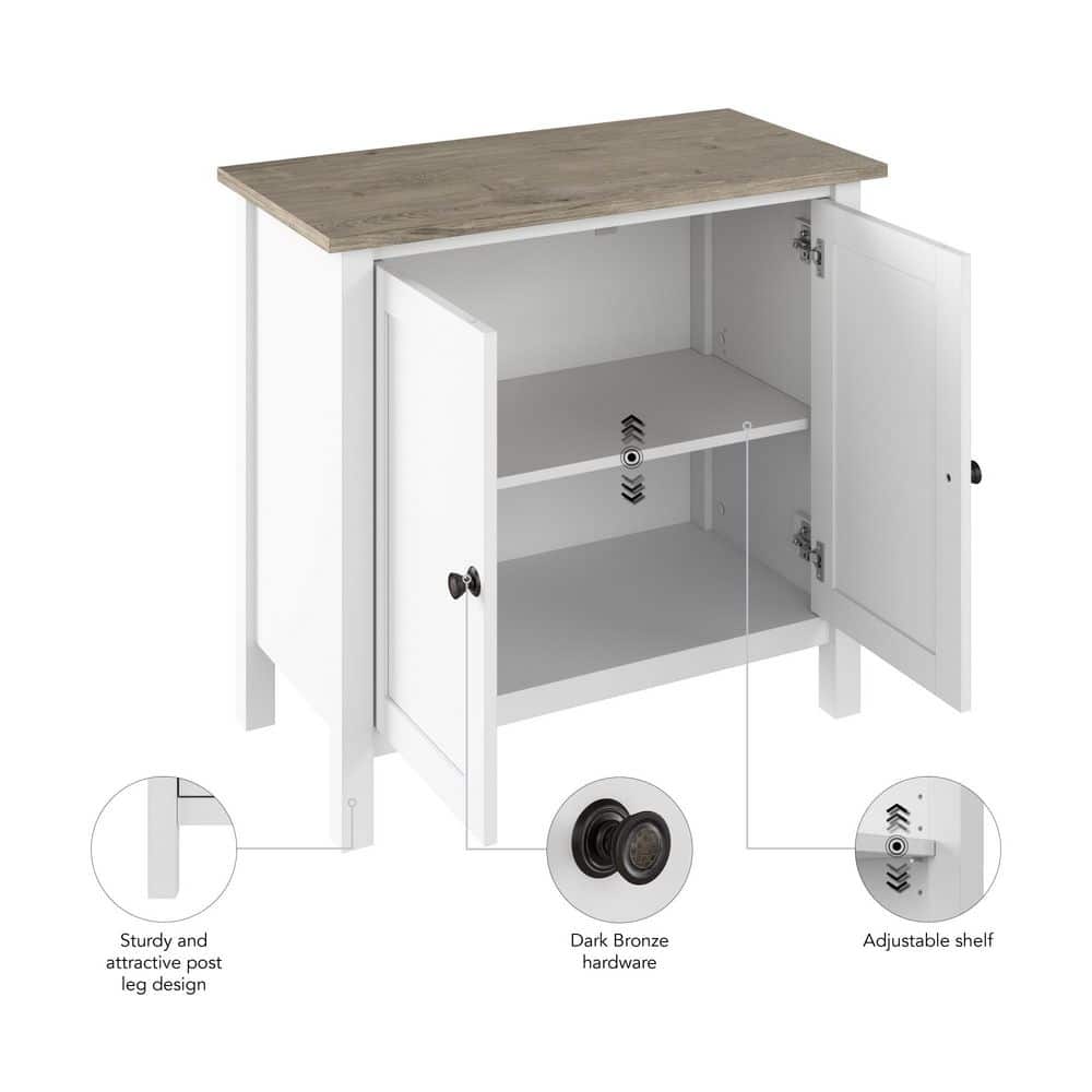 Shiplap Gray and Pure White Farmhouse Storage Cabinet