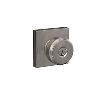 Bowery Satin Nickel Keyed Entry Door Knob with Collins Trim