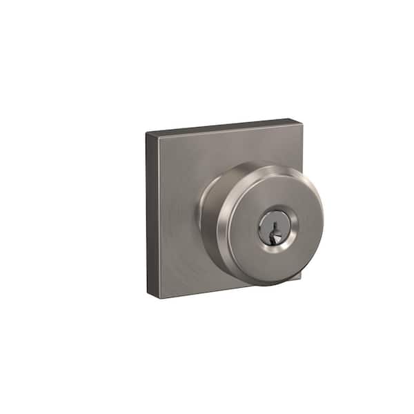 Schlage Bowery Satin Nickel Keyed Entry Door Knob with Collins Trim