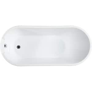 Barletta 69 in. Acrylic Flatbottom Non-Whirlpool Freestanding Bathtub in Glossy White