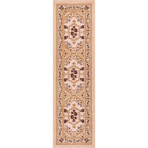 Dulcet Versaille Ivory 2 ft. x 7 ft. Traditional Medallion Runner Rug