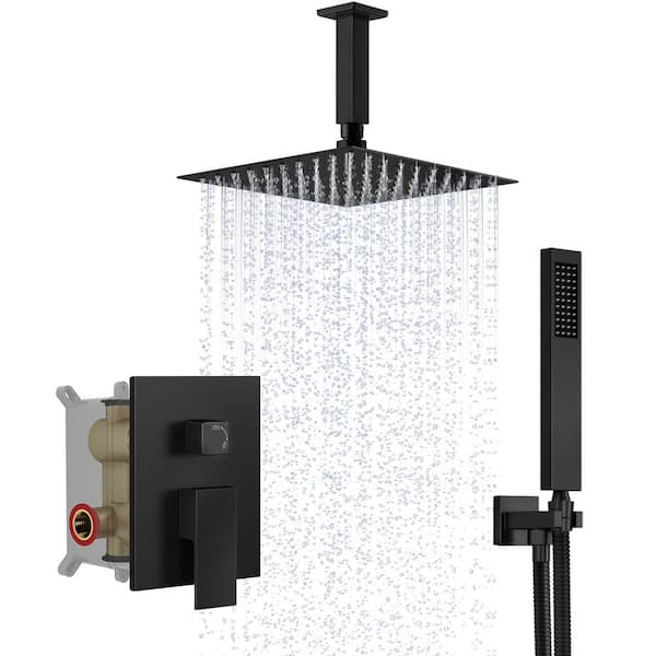 EVERSTEIN 3-Spray Patterns with 10 in. Wall Mount Dual Shower Heads ...