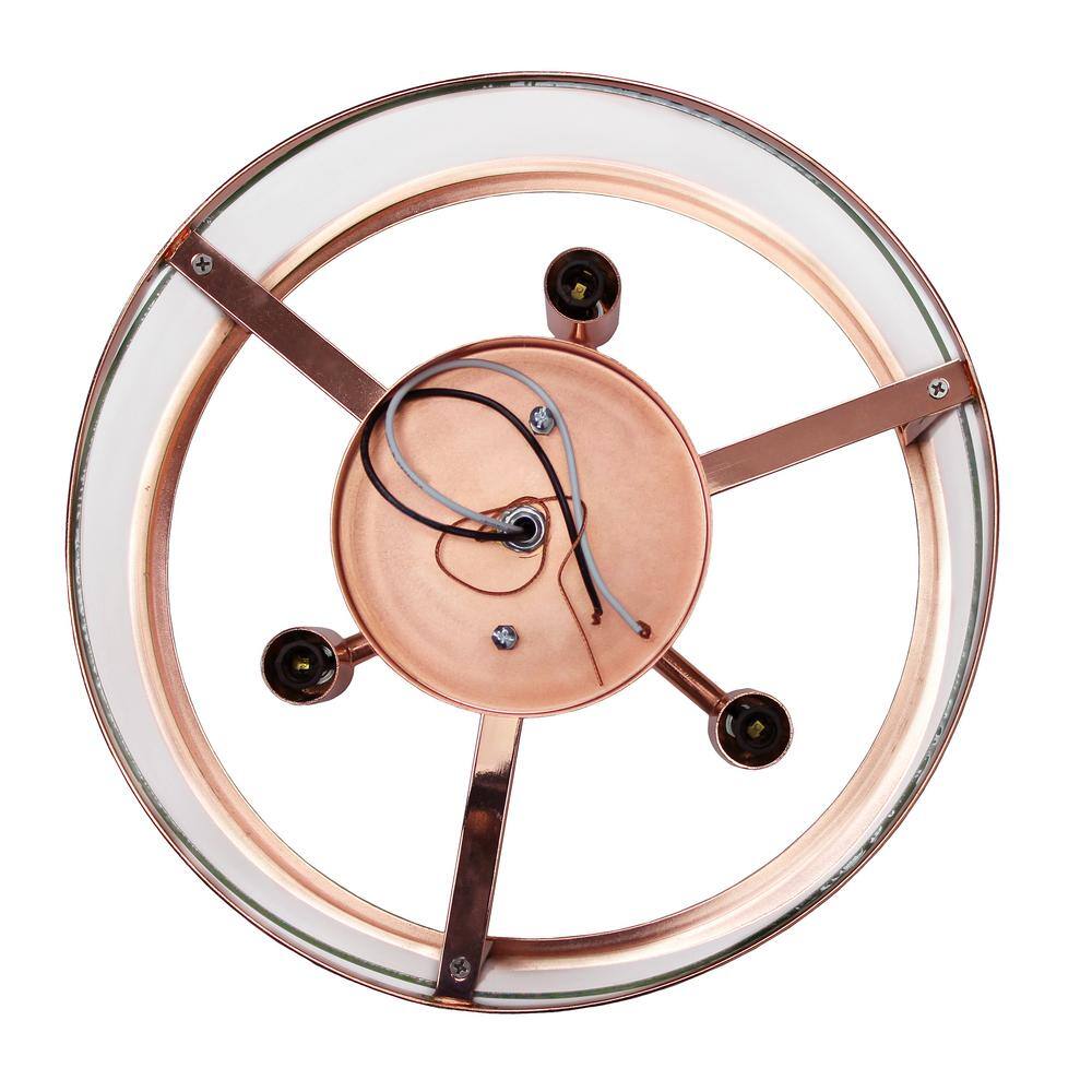 Rose Gold 13" Glass and Metal 3-Light Semi-Flush Mount