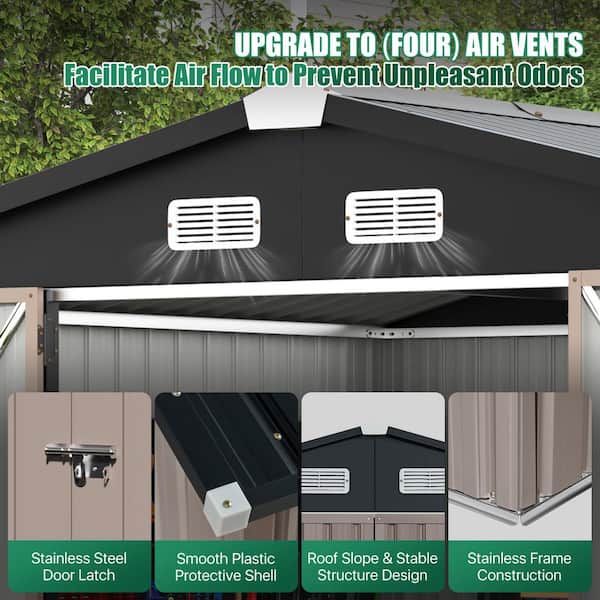 Sizzim 6 ft. D x 3.9 ft. W Metal Storage Brown Shed with Floor